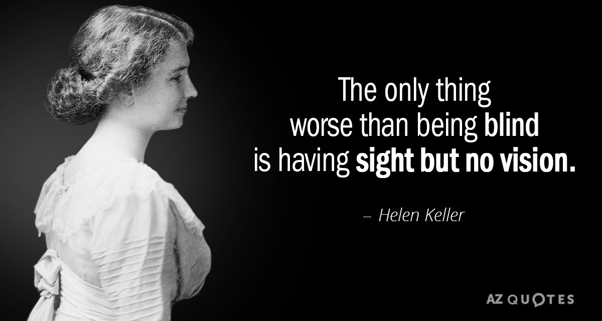 Quotation Helen Keller The only thing worse than being blind is having sight 15 50 22